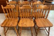 6 x Sturdy Pine Kitchen Dining Chairs - Can Deliver