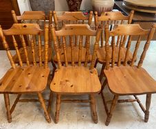 6 x Sturdy Pine Kitchen Dining Chairs - Can Deliver