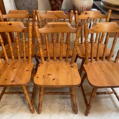 6 x Sturdy Pine Kitchen Dining Chairs - Can Deliver