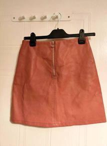 Blush Pink Faux Leather Mini Skirt Primark Size UK 8 / EUR 36