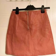 Blush Pink Faux Leather Mini Skirt Primark Size UK 8 / EUR 36