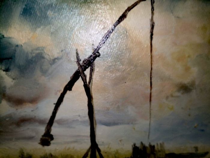 Old oil painting on canvas