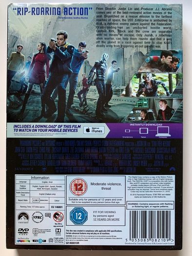 Star Trek: Beyond [2016] Chris Pine, Zachary Quinto, Simon Pegg, John Cho, Anton Yelchin, Idris Elba, Sofia Boutella & Karl Urban [Movie DVD]