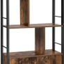 Bookcase, Bookcase with 4 Open Shelves, Shelf, Standing Shelf, Spacious Living Room Cabinet, Kitchen, Office, Steel Frame, Industrial Design, Oak Brown/Black Image 3