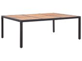 Garden Table Black 200x150x74 cm Poly Rattan and Acacia Wood