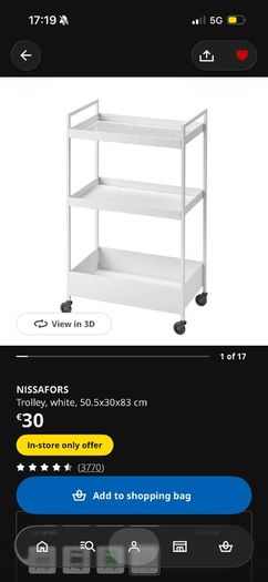 Ikea storage trolley, white