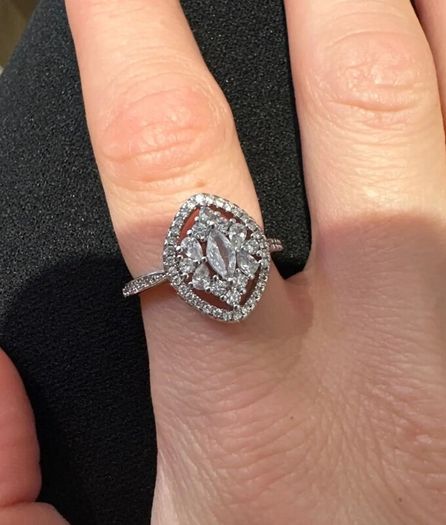 Art Deco Vintage Style Crystal Stone Silver Ring