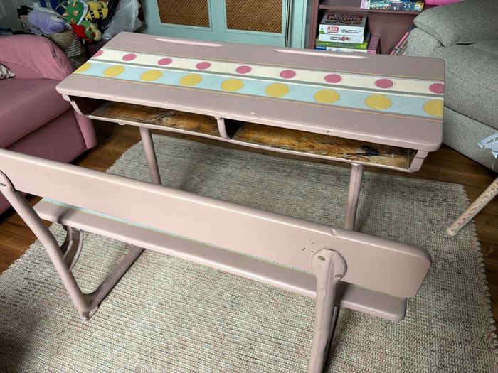 vintage hand painted school desk