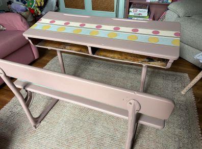vintage hand painted school desk