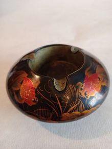 Vintage Hand Painted Oriental Lacquered Dish