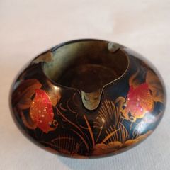 Vintage Hand Painted Oriental Lacquered Dish
