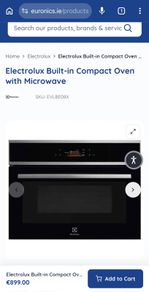 ELECTROLUX EVLBE08X compact oven with microwave
