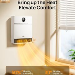 Smart Electric Wall Heater, 28dB Silent Ceramic Space Heaters for Home, Low Energy, 30 Oscillation, Adjustable Thermostat, 24H Timer, IP24 Wall Mounted for Bedroom, Works with Alexa