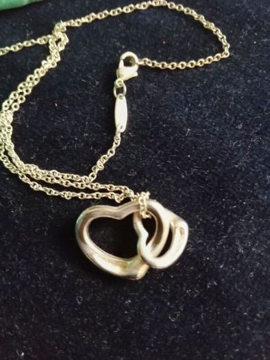 Tiffany and Co silver pendant, double Open Heart, Elsa Peretti