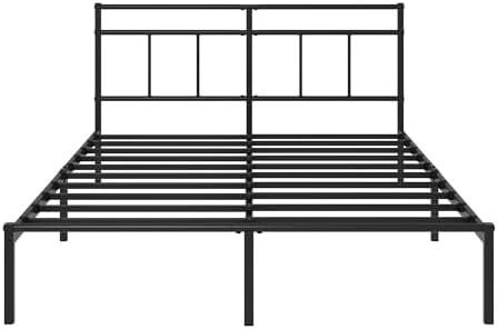 Elias Double Bed Frame Bed 190x135 cm  30cm Height Metal Bed Frame with Headboard  Platform bed frame with steel slat support  Modern Design  Easy Assembly  Black