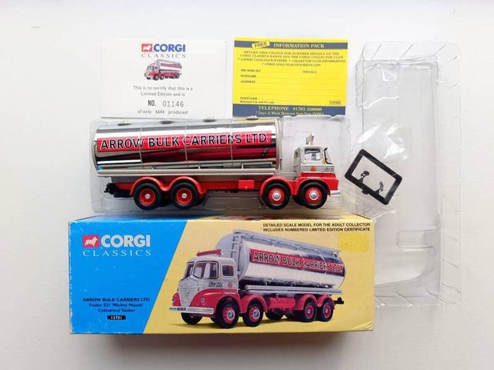 Brand New Corgi Classics 13701 Limited Edition Foden S21 Chrome Cylindrical Tanker in Arrow Bulk Carriers livery