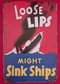 Loose lips, might sink ships. vintage style metal sign .