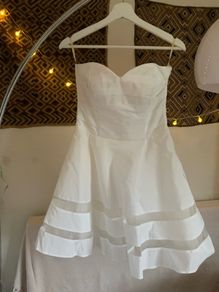 White Elegant Occasion MIDI Dress Size UK 10