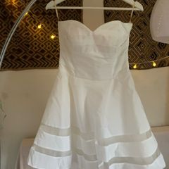White Elegant Occasion MIDI Dress Size UK 10