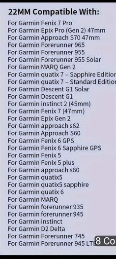 Garmin 22mm Quickfit strap, suits Fenix 7, 6, 5, Epix gen2 and many others