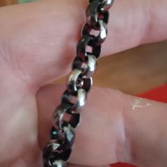 belcher chain. black / silver diamond cut