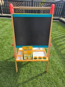 Kids Wooden Double Sided Easel Chalkboard and Whiteboard