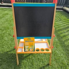 Kids Wooden Double Sided Easel Chalkboard and Whiteboard