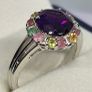 African Amethyst & Multi-Tourmaline Solitaire Ring in Rhodium Overlay Sterling Silver. Image 3