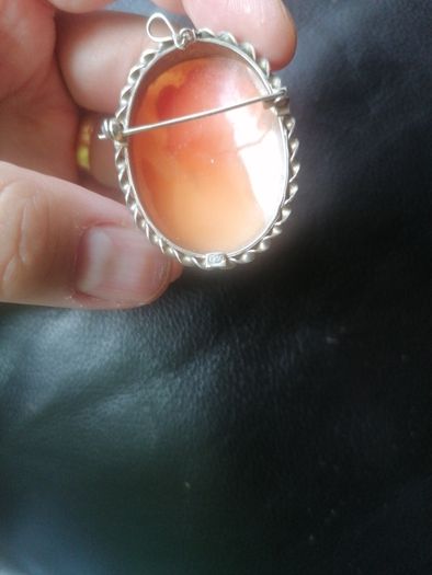 Vintage Large Silver Cameo Pendant&brooch