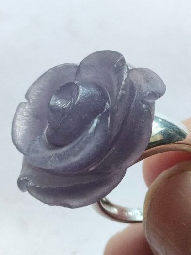 Lavender Jade Petal Sterling Silver Ring