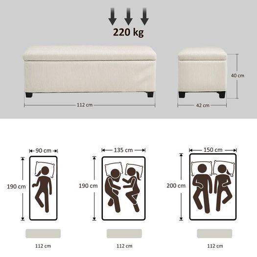 Storage ottoman With Storage Bench Beige