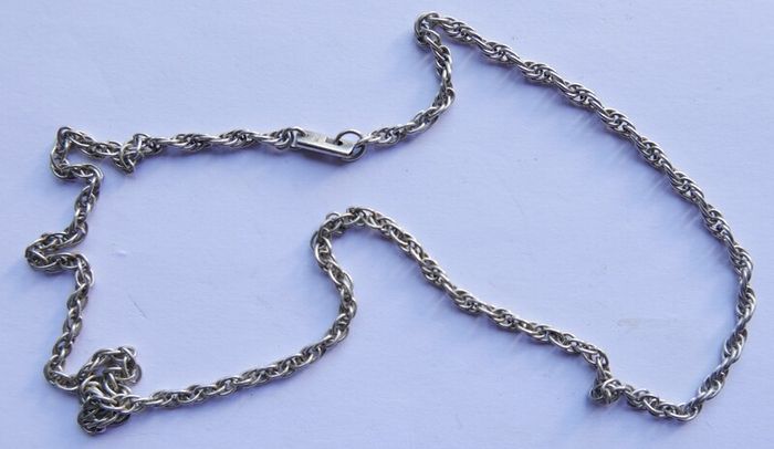 Vintge Sterling Silver 925 Men's Women's Jewelry Huge Chain Necklace Length 18" - 9g