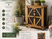 Wooden Garden Storage Cabinet Lockable Tool Cabinet Outdoor Storage Mini Shed Asphalt Roof