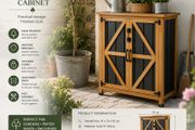 Wooden Garden Storage Cabinet Lockable Tool Cabinet Outdoor Storage Mini Shed Asphalt Roof
