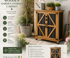 Wooden Garden Storage Cabinet Lockable Tool Cabinet Outdoor Storage Mini Shed Asphalt Roof