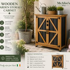 Wooden Garden Storage Cabinet Lockable Tool Cabinet Outdoor Storage Mini Shed Asphalt Roof