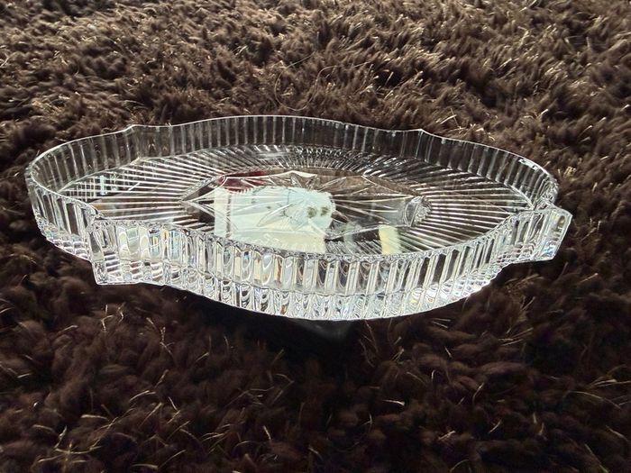 Waterford Crystal Seahorse Scalloped Oval Vanity Dresser Tray Relish Dish