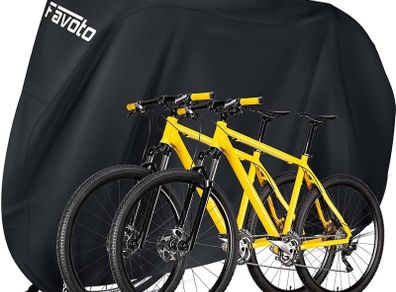 Bike Cover for 2 Bikes Waterproof 210T Bicycle Cover Outside Storage UV Protection Windproof Dustproof with Lock Hole for Mountain Bike Road Bike 78.7 x 27.5 x 44 inch