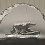 Swedish Art Glass Polar Bear Plaque Mats Jonasson Style Image 3