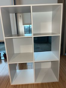 white book shelf