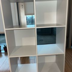 white book shelf
