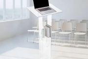 Podium Stand, 1265 mm Acrylic Lectern, Portable Laptop Desk with Wide Reading Surface and Storage Shelf, Book Stopper