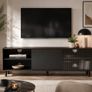 Modern TV Stand 140cm Fluted Glass Storage Cabinet Image 2