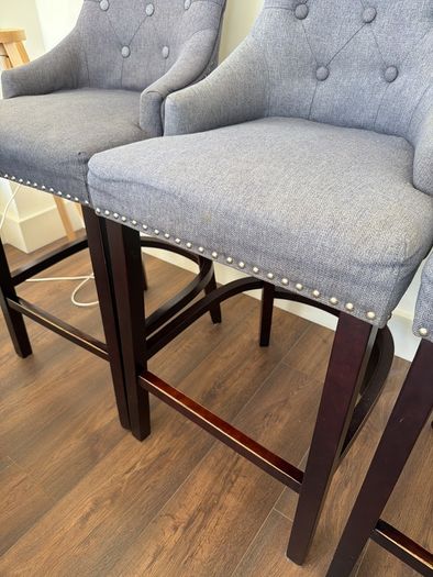 Set of 4 charcoal grey fabric high dining chairs