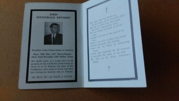 JFK Memorial Card