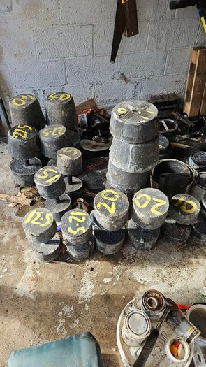 Concrete weights and cast iron plates