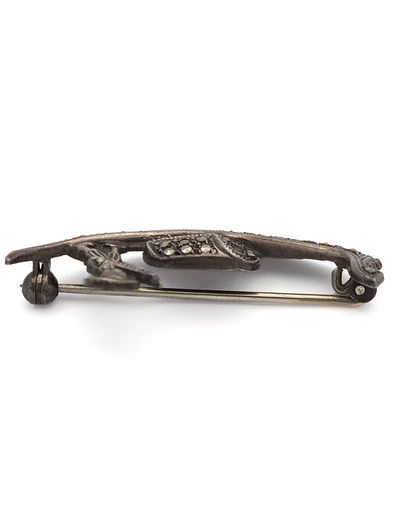 Vintage 925 Sterling Silver & Marcasite Gondola Brooch
