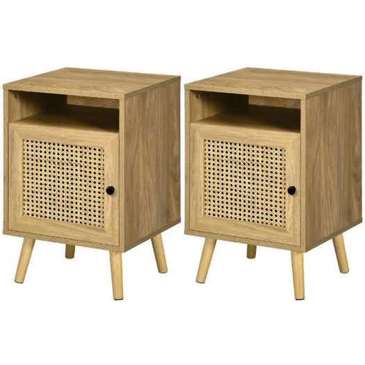 Set of 2 Rattan Bedside Tables