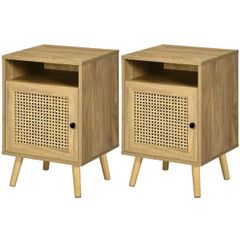 Set of 2 Rattan Bedside Tables