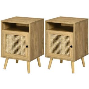 Set of 2 Rattan Bedside Tables